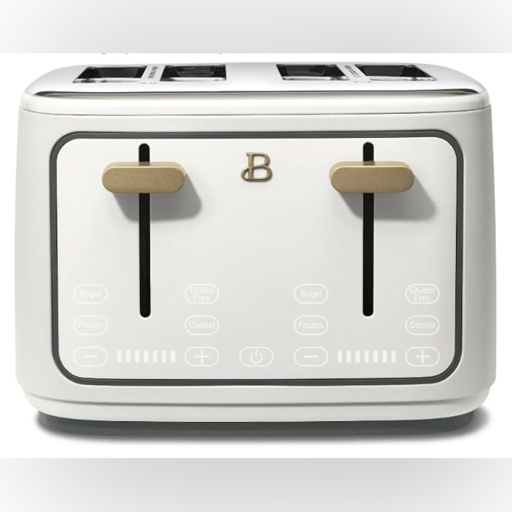 Beautiful 4-Slice Touchscreen Toaster by Drew Barrymore| White Icing| 7 Settings